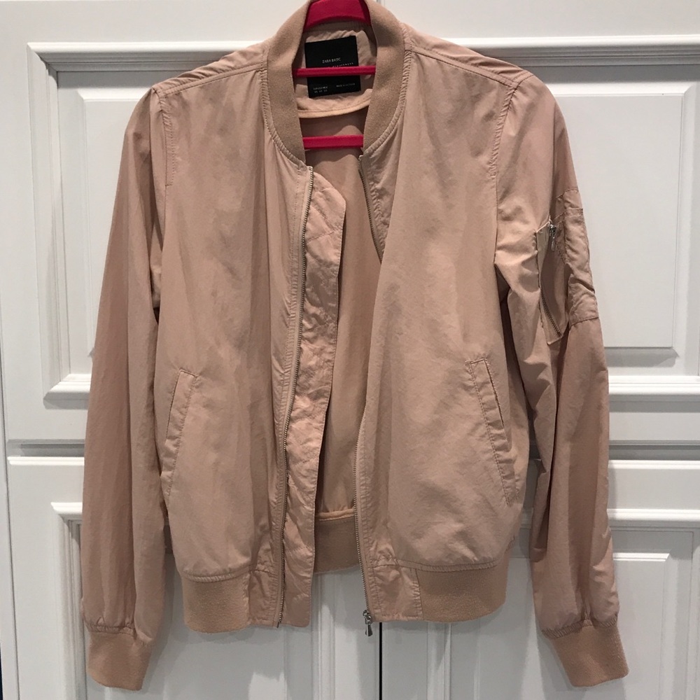 Zara Basic Blush Bomber Jacket